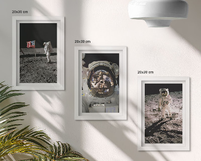 Lot de 3 tableaux Photos d'astronautes atterrissant sur la Lune