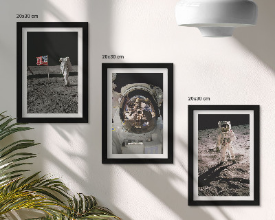 Lot de 3 tableaux Photos d'astronautes atterrissant sur la Lune