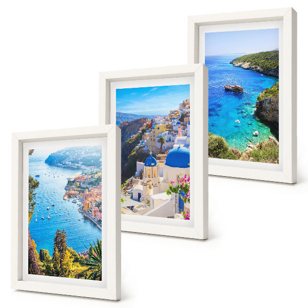 Mur de cadres Vues côtières grecques et la ville d'Oia à Santorin