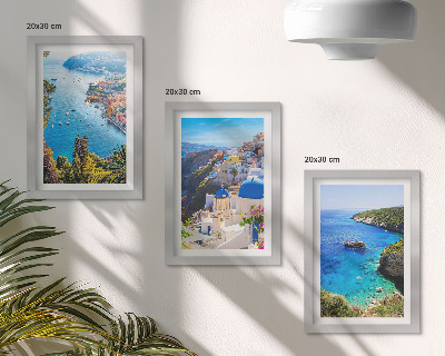 Mur de cadres Vues côtières grecques et la ville d'Oia à Santorin