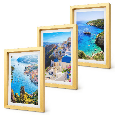 Mur de cadres Vues côtières grecques et la ville d'Oia à Santorin