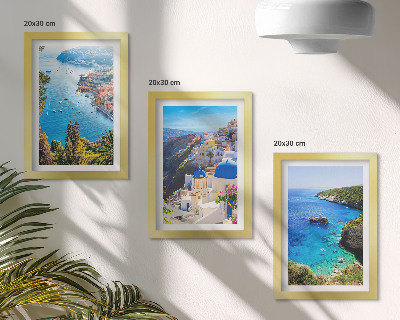 Mur de cadres Vues côtières grecques et la ville d'Oia à Santorin