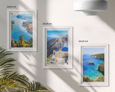 Mur de cadres Vues côtières grecques et la ville d'Oia à Santorin