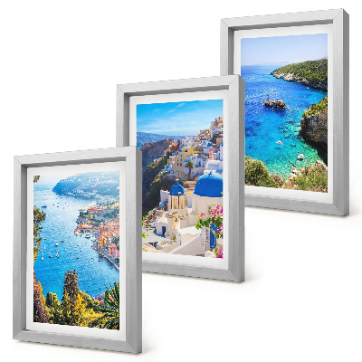 Mur de cadres Vues côtières grecques et la ville d'Oia à Santorin