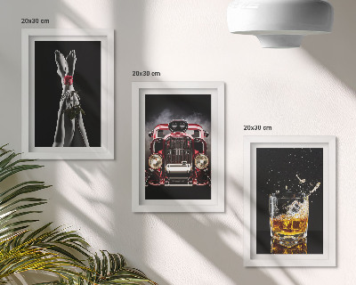 Mur de cadres Des jambes de femme avec une rose, une vieille voiture, un verre de whisky