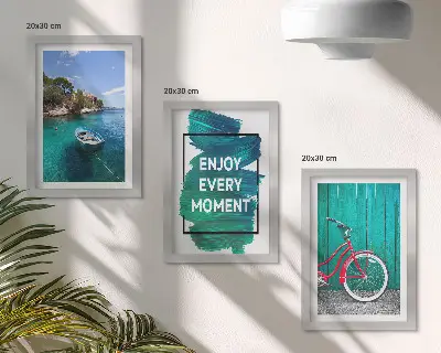 Ensemble de 3 tableaux vue sur la mer avec inscription inspirante bateau et vélo