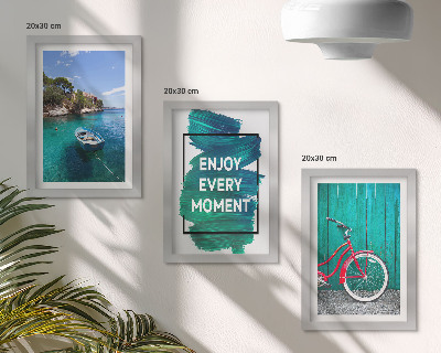 Ensemble de 3 tableaux Vue sur la mer avec inscription inspirante bateau vélo