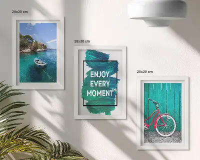 Ensemble de 3 tableaux vue sur la mer avec inscription inspirante bateau et vélo
