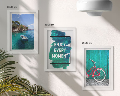 Ensemble de 3 tableaux Vue sur la mer avec inscription inspirante bateau vélo