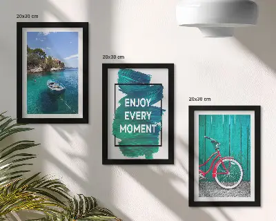 Ensemble de 3 tableaux vue sur la mer avec inscription inspirante bateau et vélo