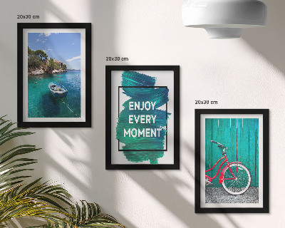 Ensemble de 3 tableaux Vue sur la mer avec inscription inspirante bateau vélo