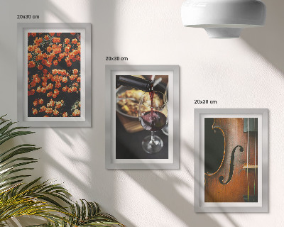 Ensemble de 3 tableaux Fleurs romantiques vintage, vin et violon