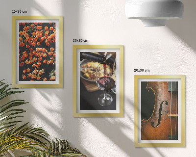 Ensemble de 3 tableaux Fleurs romantiques vintage, vin et violon