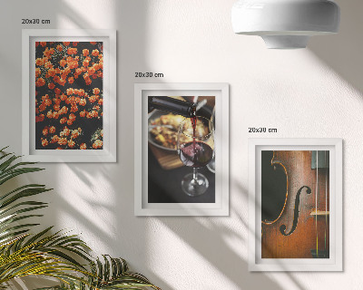 Ensemble de 3 tableaux Fleurs romantiques vintage, vin et violon
