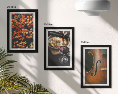 Ensemble de 3 tableaux Fleurs romantiques vintage, vin et violon