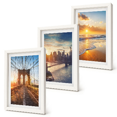 Ensemble de 3 tableaux Ponts et couchers de soleil dans le paysage urbain