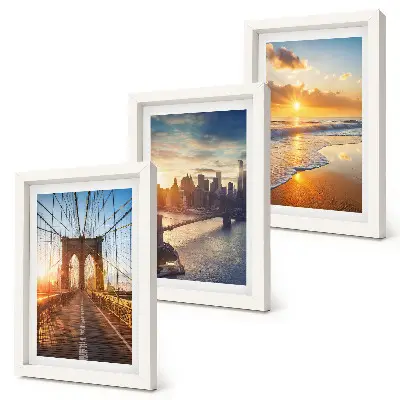 Ensemble de 3 tableaux représentant des ponts et couchers de soleil dans le paysage urbain