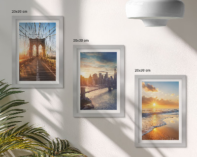 Ensemble de 3 tableaux Ponts et couchers de soleil dans le paysage urbain