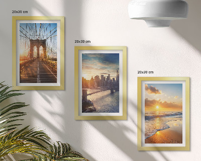 Ensemble de 3 tableaux Ponts et couchers de soleil dans le paysage urbain