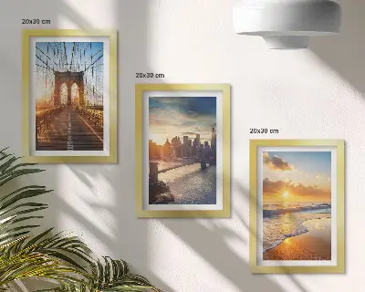 Ensemble de 3 tableaux représentant des ponts et couchers de soleil dans le paysage urbain