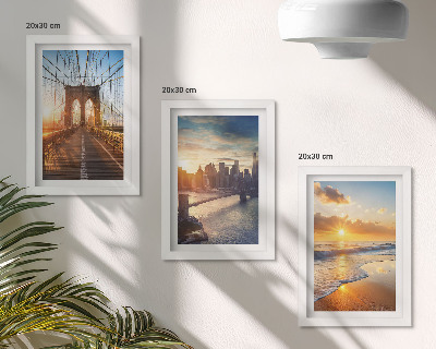 Ensemble de 3 tableaux Ponts et couchers de soleil dans le paysage urbain
