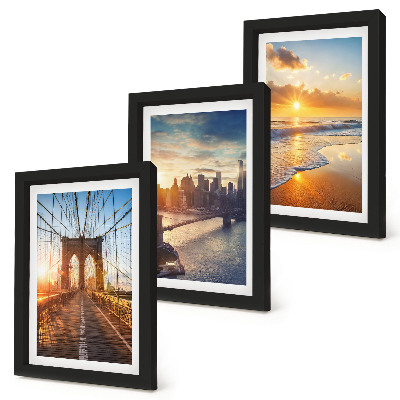 Ensemble de 3 tableaux Ponts et couchers de soleil dans le paysage urbain