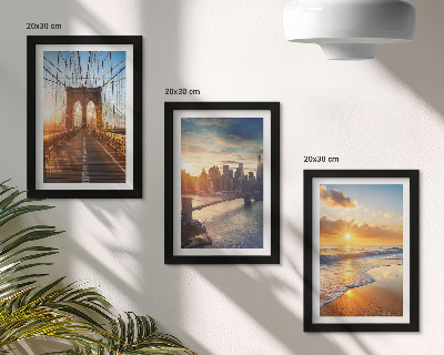 Ensemble de 3 tableaux Ponts et couchers de soleil dans le paysage urbain