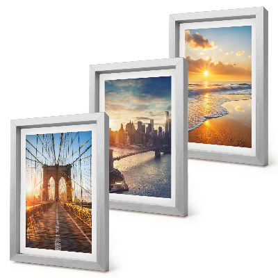 Ensemble de 3 tableaux Ponts et couchers de soleil dans le paysage urbain