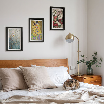Lot de 3 tableaux Fleurs et arbres dans le style pictural du tableau Le Baiser de Gustav Klimt