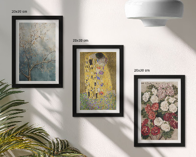 Lot de 3 tableaux Fleurs et arbres dans le style pictural du tableau Le Baiser de Gustav Klimt