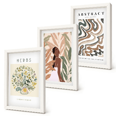 Ensemble de 3 tableaux Affiches minimalistes pastel à l'esthétique bohème