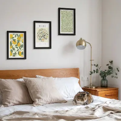 Ensemble de 3 tableaux motifs de citrons avec des herbes et des feuilles