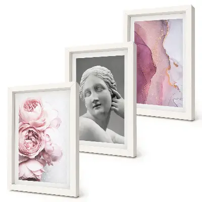 Lot de 3 tableaux sculpture romantique de pivoines représentant une femme style abstrait