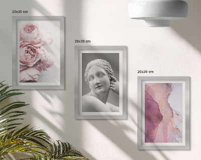 Lot de 3 tableaux Sculpture romantique de pivoines représentant une femme (abstrait)