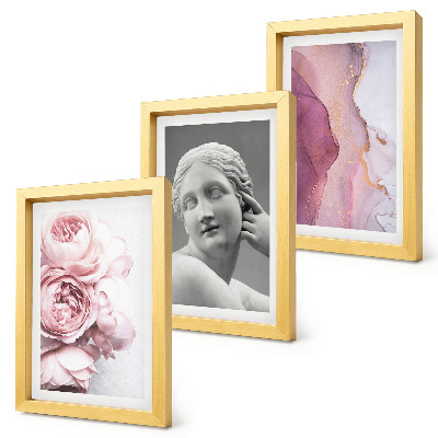 Lot de 3 tableaux Sculpture romantique de pivoines représentant une femme (abstrait)