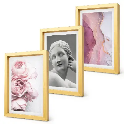Lot de 3 tableaux sculpture romantique de pivoines représentant une femme style abstrait