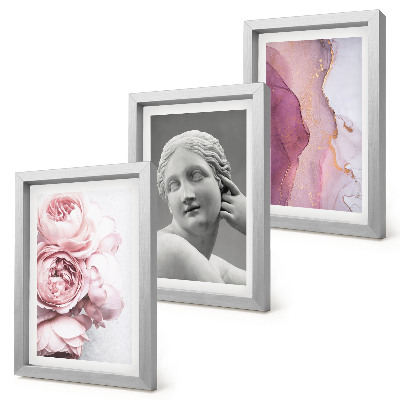 Lot de 3 tableaux Sculpture romantique de pivoines représentant une femme (abstrait)