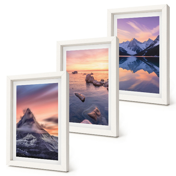Mur de cadres Paysages de montagnes, de lacs et de couchers de soleil