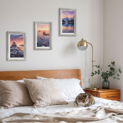 Mur de cadres Paysages de montagnes, de lacs et de couchers de soleil