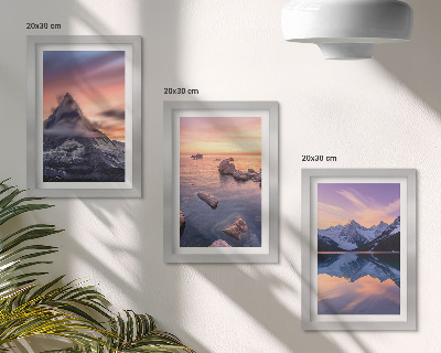 Mur de cadres Paysages de montagnes, de lacs et de couchers de soleil
