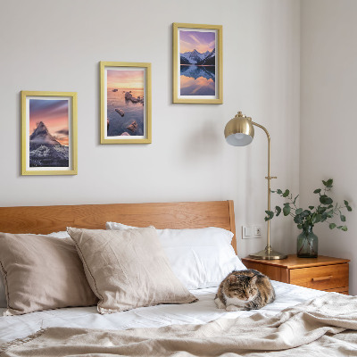 Mur de cadres Paysages de montagnes, de lacs et de couchers de soleil