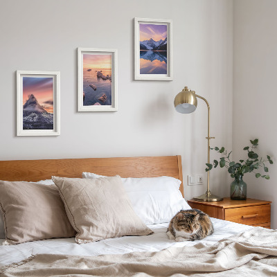 Mur de cadres Paysages de montagnes, de lacs et de couchers de soleil