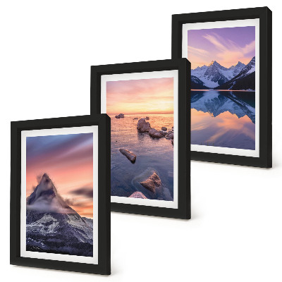 Mur de cadres Paysages de montagnes, de lacs et de couchers de soleil