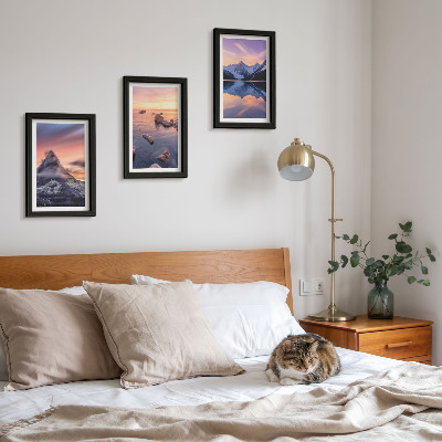 Mur de cadres Paysages de montagnes, de lacs et de couchers de soleil