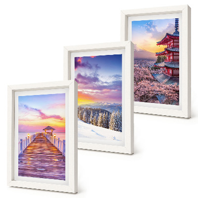 Lot de 3 tableaux Paysages romantiques avec des ciels pittoresques