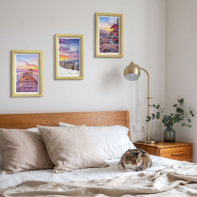 Lot de 3 tableaux Paysages romantiques avec des ciels pittoresques