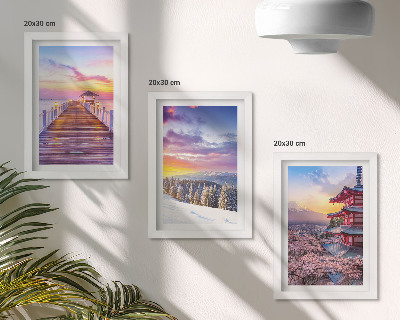 Lot de 3 tableaux Paysages romantiques avec des ciels pittoresques