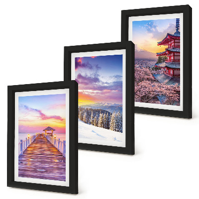 Lot de 3 tableaux Paysages romantiques avec des ciels pittoresques