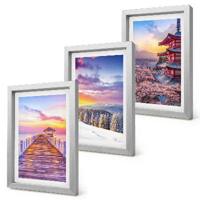 Lot de 3 tableaux Paysages romantiques avec des ciels pittoresques