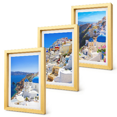 Ensemble de 3 tableaux Vues d'architecture paysagère de la ville d'Oia, Santorin, Grèce